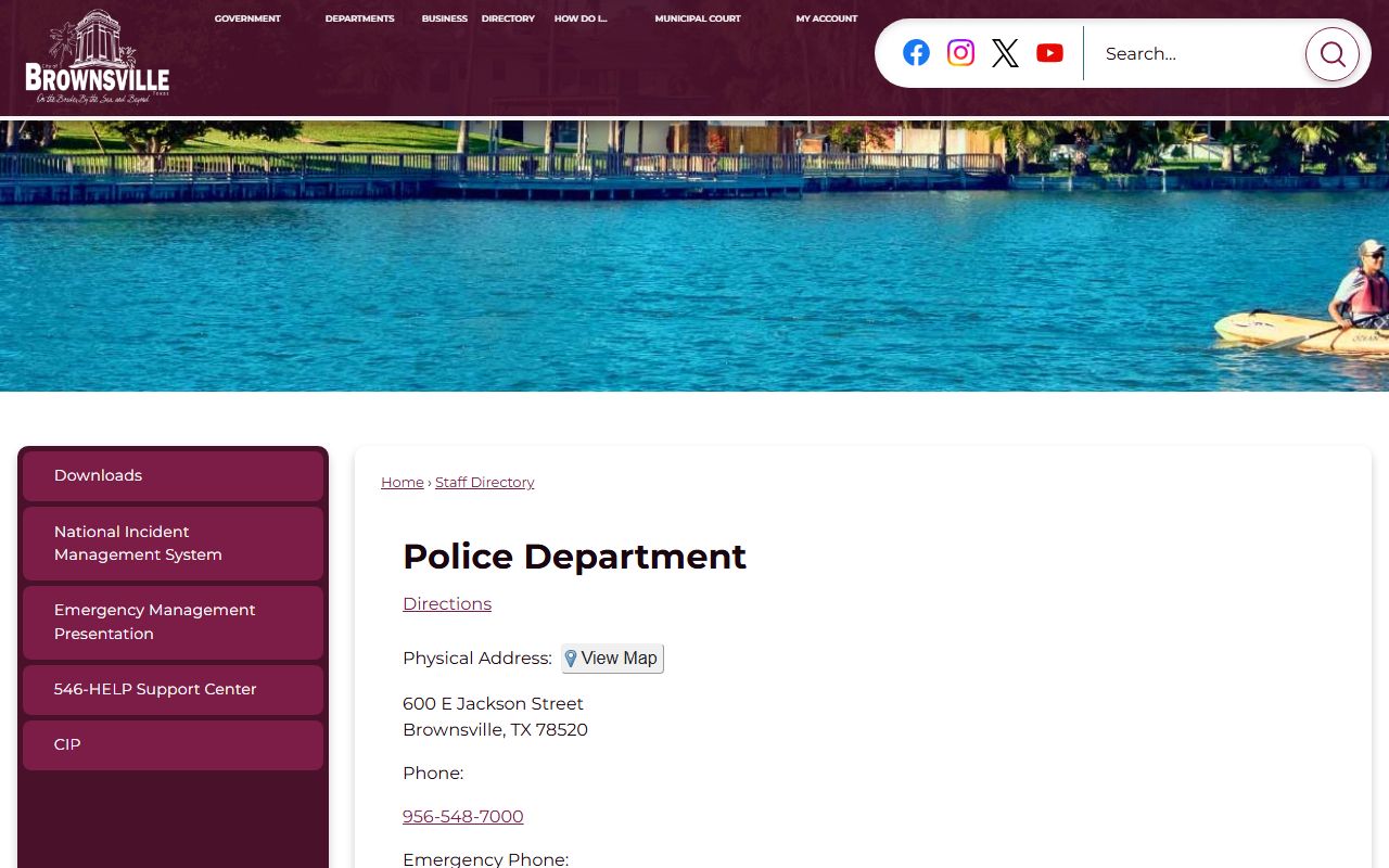 Brownsville City Jail directory for Cameron County city jail custody search